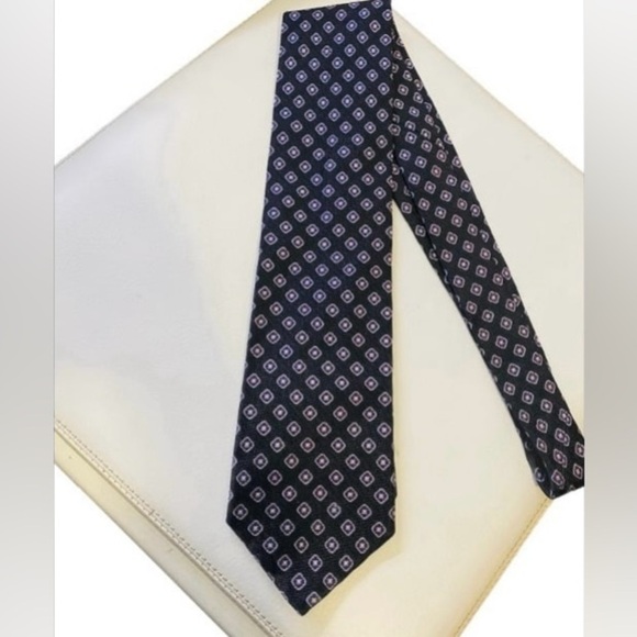 XMI Other - XMI Silk Imported From Italy Hand Made Navy  Purple Patterned Men's Tie